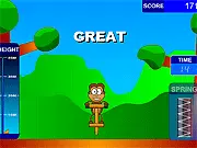 Gameplay screenshot of the Reach the Sky online game, showing a character jumping between platforms high up in the clouds.