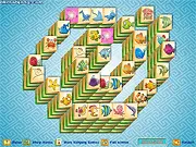 Gameplay image of Marine Life: Spiral Mahjong, showing a spiral pattern of tiles featuring sea creatures and shells.