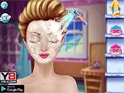 Screenshot of the Ice Queen Day Spa game showing the queen with various makeup options and hairstyle accessories.