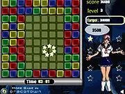 Eva Star puzzle game online, matching colored boxes on a grid to complete the level