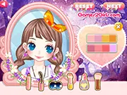 Lavender Love romantic dress up game screenshot showing Minnie and Jack, a couple, dressed up and holding hands in a magical pink forest.
