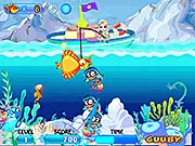 Frozen Elsa Fishing game screenshot, Elsa fishing on a lake, free online skill game for kids, Disney Princess
