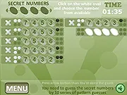 Screenshot of the Numbers Mastermind Extended free online logic puzzle game board with colored numbers and feedback pegs