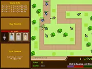 Offensive Defensive tower defense game online free, defending zone from bugs, upgrade towers to keep bugs away