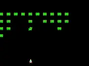 Space Defender game screenshot, retro-style arcade game, control the aliens shooting down at a spaceship, free online space game