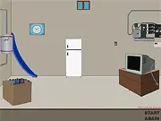 The Basement Escape game screenshot, dark basement room with scattered objects, play free online point-and-click escape game
