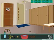 Playing 8 Keys Escape free online puzzle game, showing a trapped room with various interactive puzzles and clues