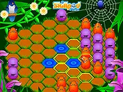 Two monster pieces on a hexagonal board in the Monstagon online strategy game
