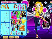 Super Star Emma Dress Up game screenshot, girl getting ready for concert, stylish outfit selection, free online fashion game