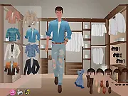 Online dress-up game for men, Manly Jeans Collection, styling ripped jeans and polo shirts, free fashion game image