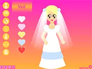 The main screen of the free online game Wedding Fashion Runway showing a model posing in a beautiful, stylish wedding dress