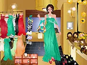 Luxurious Party Dressup free online game screenshot showing a girl wearing an elegant, glamorous party dress and fine jewelry