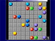 NS Lines puzzle game screenshot, showing colored balls arranged on a grid, forming a horizontal line of five or more.
