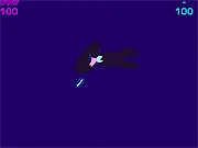 Braids Neon fighting game screenshot showing two neon-colored ragdoll characters locked in mid-air combat