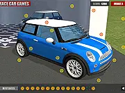 Mini Hidden Tires game screenshot showing a detailed car image with several small, camouflaged tires hidden within the scene