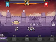 The Kings League Odyssey game screen showing medieval knights, strategy interface, and army management panel