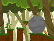 Fez the Croc, a green cartoon crocodile, jumping over a jungle obstacle while playing Fez the Croc's Excellent Adventure free online