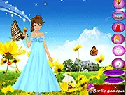 Liana Princess Dressup game screenshot showing Lady Liana being dressed in a beautiful gown with various accessories on display, free online dressup game on PlayArcadeHub