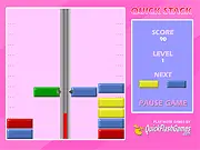 Quick Stack arcade game showing two high block towers and colored bricks