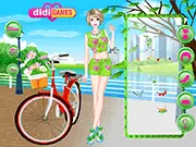 Play Eco Friendly Flash dress up game online free, girl choosing stylish eco-friendly wardrobe and sustainable outfits, green fashion game for kids on PlayArcadeHub