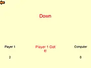 Screenshot from 1 v 1: Reaction showing directional arrows and two players competing to press the correct key first in this free online reflex game