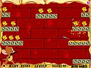 Screenshot of Jerry Shoot Online showing a bullet ricocheting off a wall towards a target