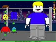 A custom-designed Lego minifigure with unique hair, face, and outfit in the free online game Lego Dress Up