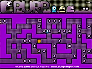 Purp endless runner game screenshot showing the character collecting dots and avoiding obstacles