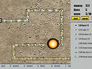 Area51 Tower Defense game screen showing towers defending against colored alien enemies