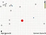 Outbreak! online game screenshot of a character dodging multiple incoming obstacles in a simple arcade setting