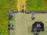 A single blue starship defending a planet against an invasion of hostile alien ships in the free online game 1 Starship