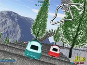 Play Coaster Cars: Twist Track free online retro racing game on PlayArcadeHub on a snowy circuit