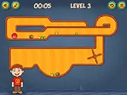 Candy Ride 4 online game screenshot showing a large rolling candy guiding smaller candies through a physics-based puzzle level