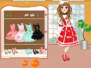 Red Dress Princess dress-up game screenshot showing various red gowns and fashion accessories