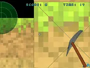 Jet Miner free online game screenshot, showing a character with a jetpack flying through a brown underground tunnel to collect a glowing diamond