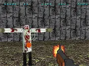 Zombie's Castle action game, player shooting zombies, free online shooter on PlayArcadeHub