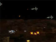 A spaceship firing lasers at waves of alien enemies in the very fast-paced free online game Under Attack