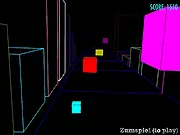 Neo Rider free online arcade game, playing high-speed reflex game, avoiding boxes on a neon track