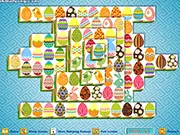 Screenshot of OK Easter Mahjong game showing holiday-themed tiles like Easter eggs, bunnies, and flowers in a pyramid layout