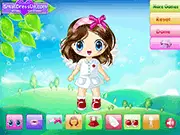 The Tiny Fairy Dress Up game screen showing the miniature fairy character floating in a magical forest setting, surrounded by menus filled with ethereal dresses, wings, and magical accessories.