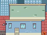 Screenshot of Build Tallest Building game showing a tall, thin skyscraper with a crane swinging a new block for construction