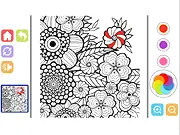 Coloring Secret Garden free online game, detailed pen-and-ink illustration being colored with hidden creatures