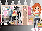 Cute Gal Dressup game screen showing a stylish girl character ready to be dressed in a variety of fashionable outfits and accessories