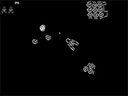 ASCIIroids free online space shooter game screenshot, retro classic Asteroids style on PlayArcadeHub