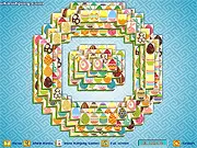 Bullseye Mahjong game screen showing an intricate circular tile layout of Mahjong blocks decorated with Easter bunny and egg patterns