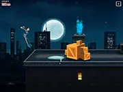 Screenshot of the Hero Roof Top game showing a character jumping over an obstacle on a city rooftop, a free online jumping arcade game.