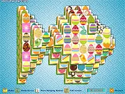 Easter Fish Mahjong game board showing a colorful array of tiles decorated with Easter eggs and fish symbols in a puzzle layout
