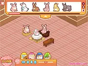 Play Easter House online free. Cute Easter bunnies decorating their new home, filling rooms with colorful eggs, festive decoration game.