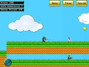 Mr Hero game screenshot, main character fighting an enemy and collecting golden coins on an action platformer level
