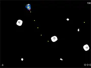 Destroy The Faces free online shooter game screenshot showing a spaceship shooting large and small polygonal enemy faces, play on PlayArcadeHub